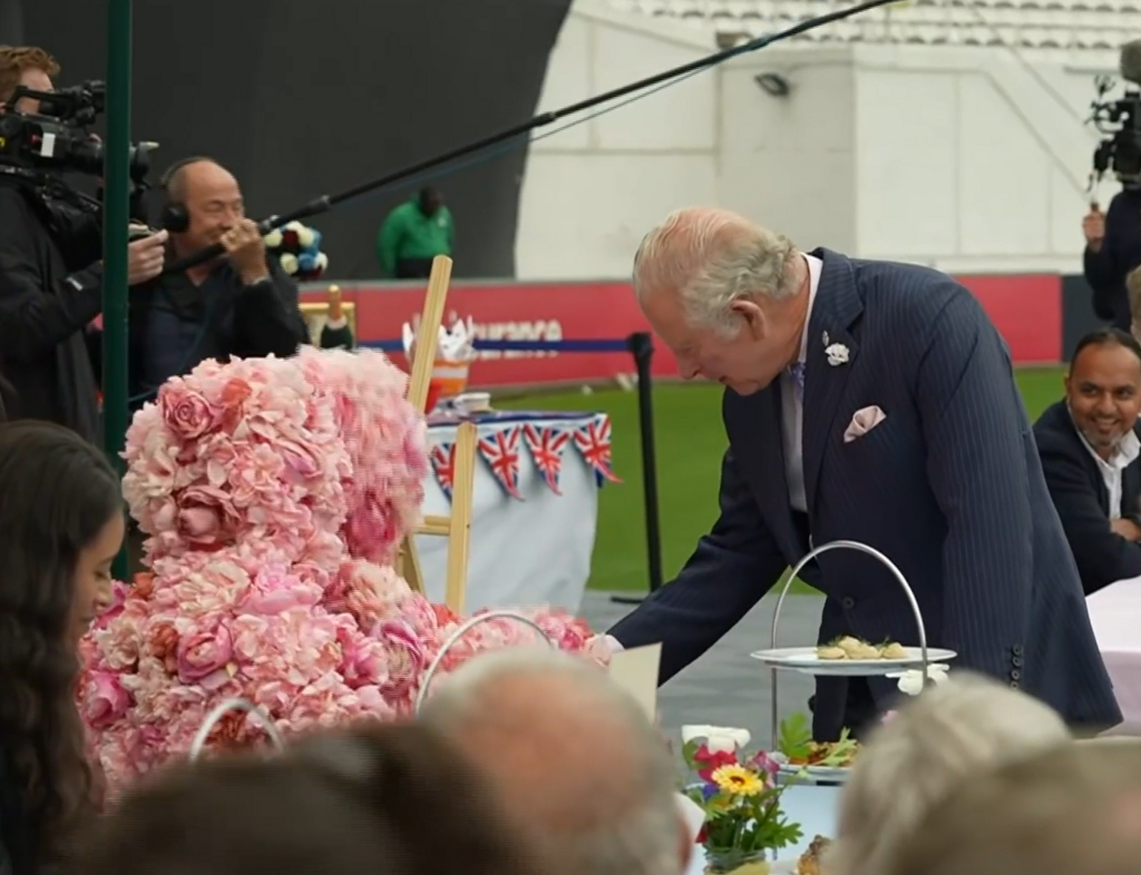 The Flower People meeting King Charles at an event in London.