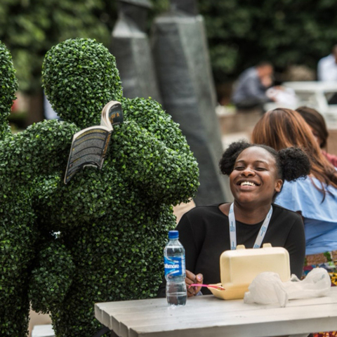 The Human Hedges interacting at an event in London