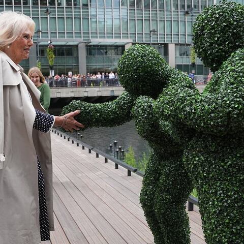 The Human Hedges meeting Queen Camilla at a garden opening event in London
