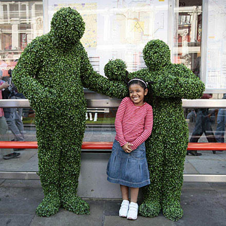 The Human Hedges making friends at the Regent Street Festival