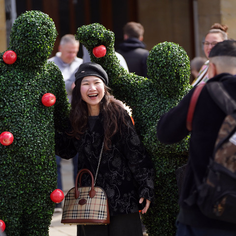 Living Apple Trees! The Human Hedges feeling fruity at a food festival.