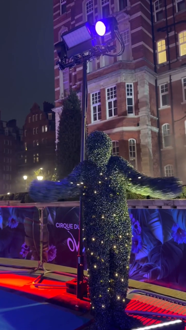 A Hedge Man performing at the London premiere of Ovo by Cirque Du Soleil